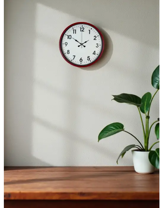 36 Cm Standart Kırmızı Duvar Saati