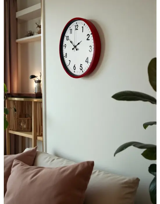 36 Cm Standart Kırmızı Duvar Saati