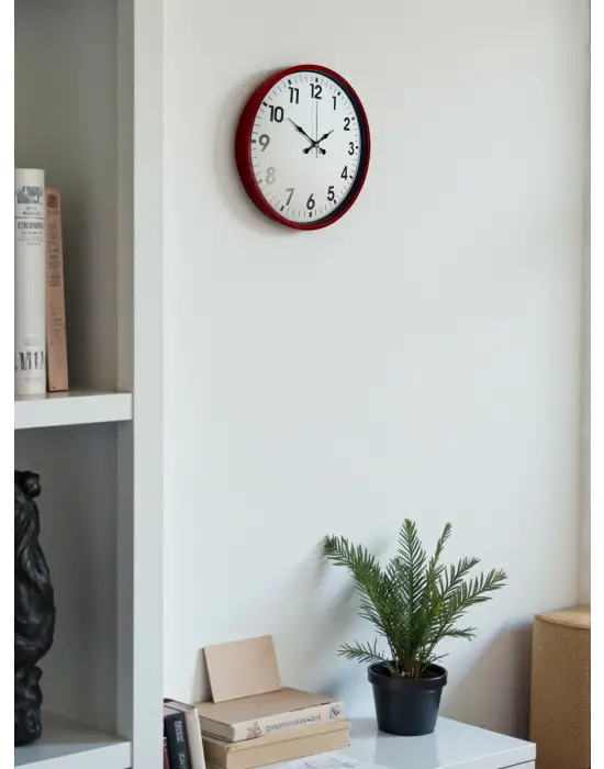36 Cm Standart Kırmızı Duvar Saati