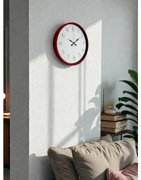 36 Cm Standart Kırmızı Duvar Saati