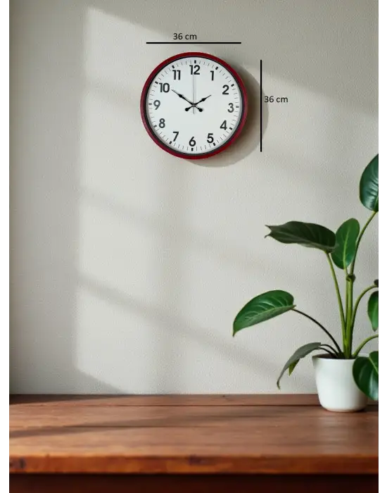36 Cm Standart Kırmızı Duvar Saati