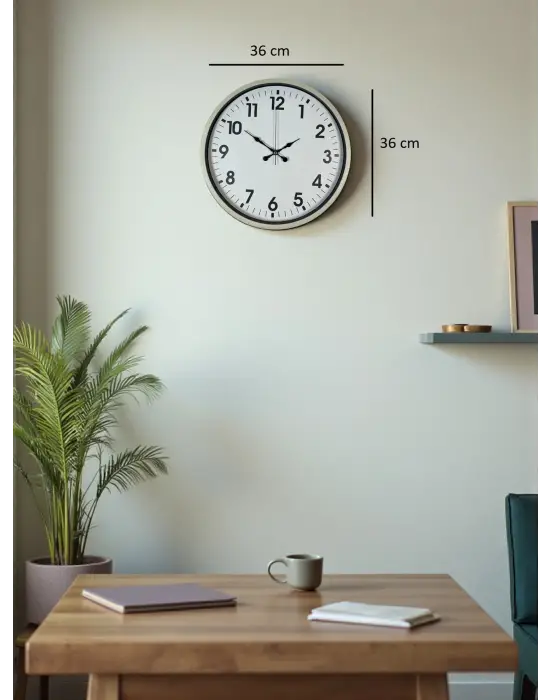 36 Cm Standart Krem Duvar Saati