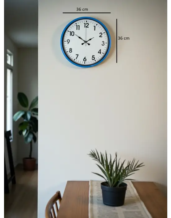 36 Cm Standart Mavi Duvar Saati