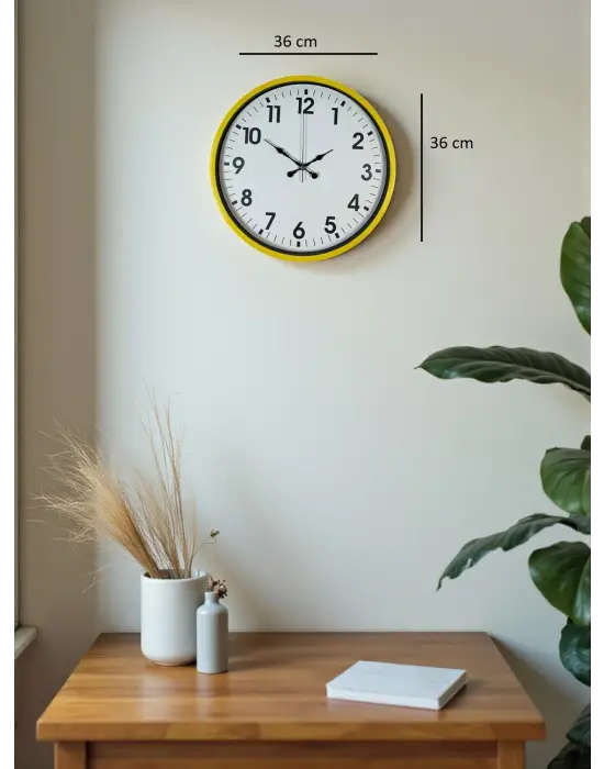 36 Cm Standart Sarı Duvar Saati