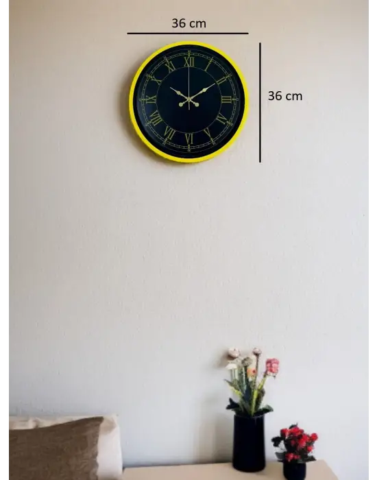 36 Cm Standart Sarı Duvar Saati