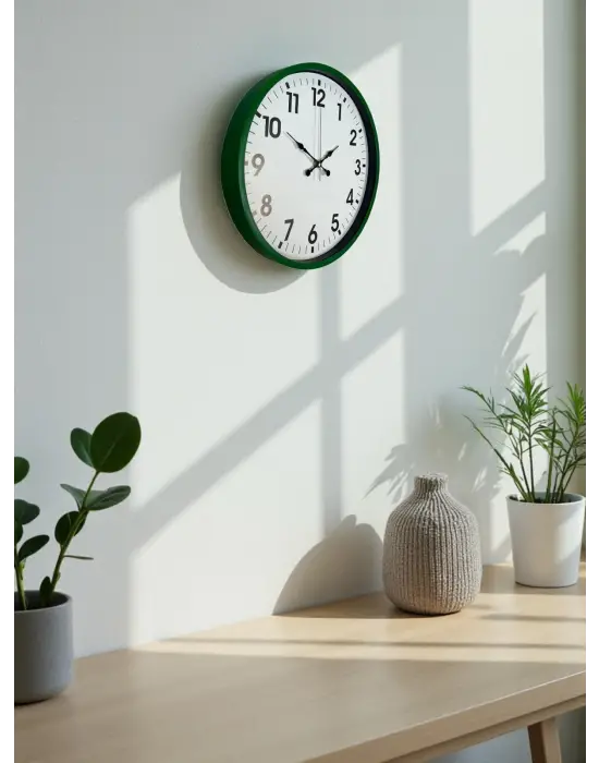 36 Cm Standart Yeşil Duvar Saati