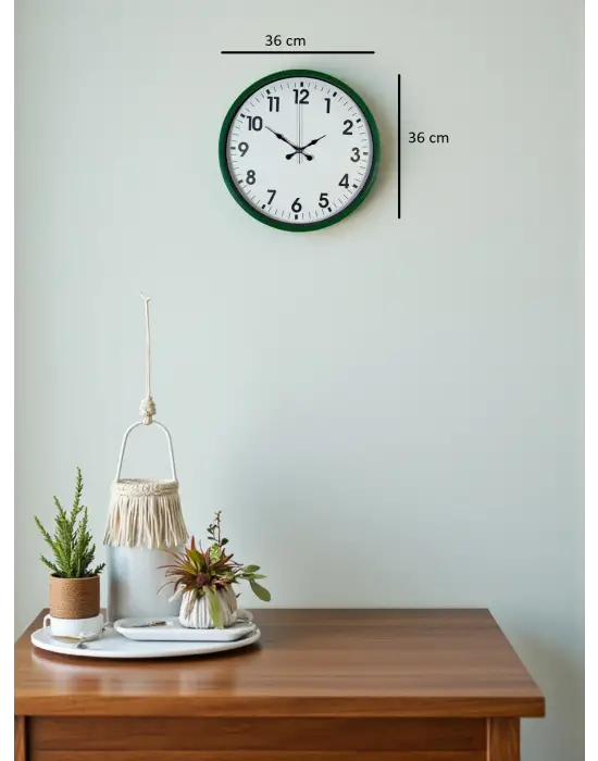 36 Cm Standart Yeşil Duvar Saati