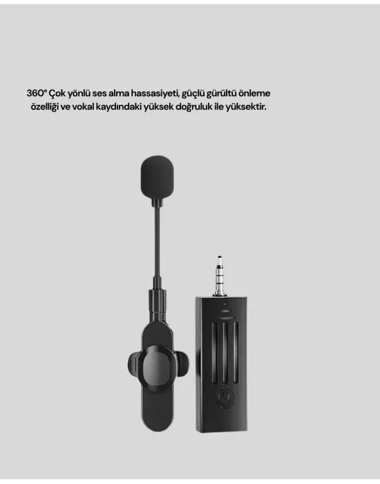 360 Derece Ses Algılamalı Type C Şarjlı Yaka Mikrofonu