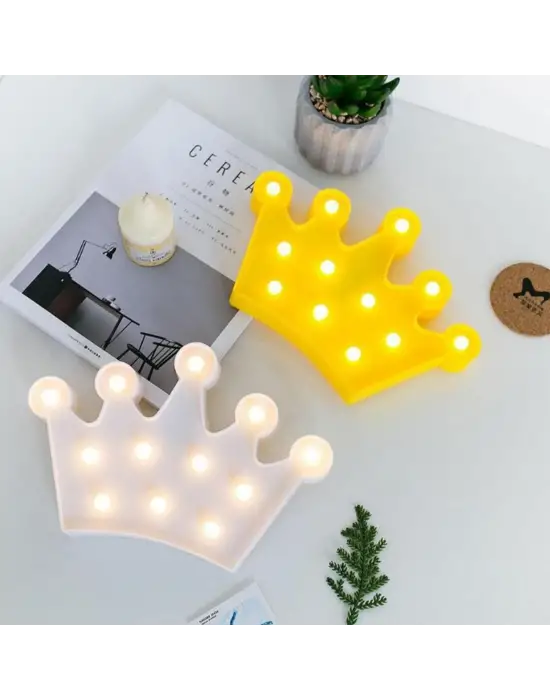 3D Dekoratif Pilli Kraliçe Tacı Model Led Masa ve Gece Lambası