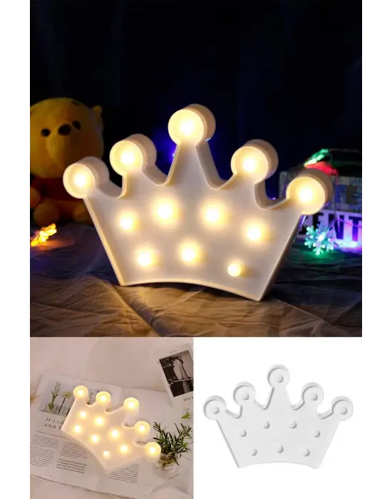 3D Dekoratif Pilli Kraliçe Tacı Model Led Masa ve Gece Lambası