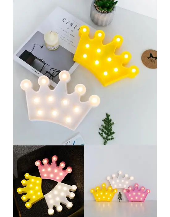3D Dekoratif Pilli Kraliçe Tacı Model Led Masa ve Gece Lambası