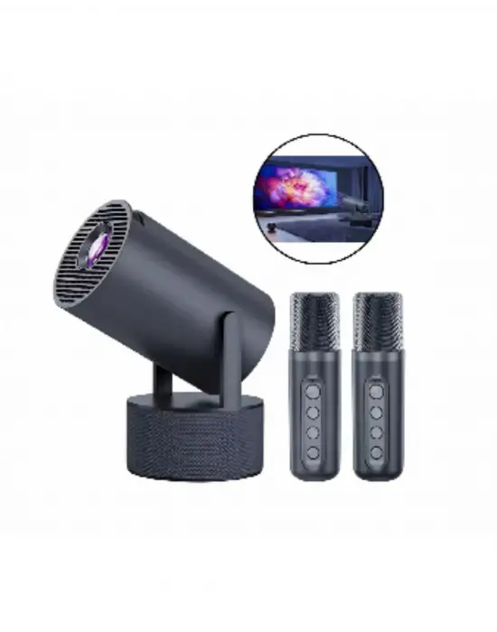 3ü 1 Arada Karaoke Ve Projeksiyon Sistemi Çift Mikrofon Destekli