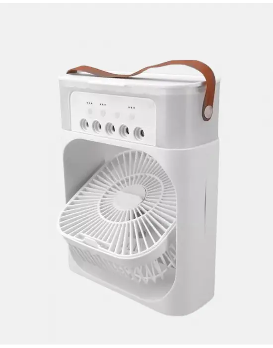 3’ü 1 Arada Mini Klima Fan Usb Şarjlı, 7 Renk Gece Lambalı Ve Nemlendirici