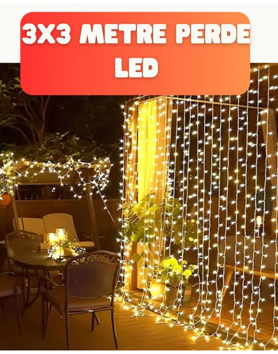 3x3 Metre Şelale Led Perde Işık İç Dış Mekân Dekorasyonu