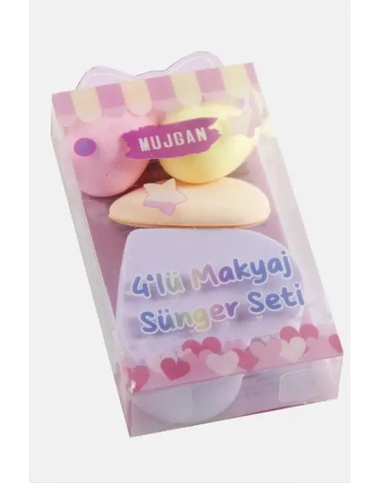 4 Adet Kalp Makyaj Süngeri