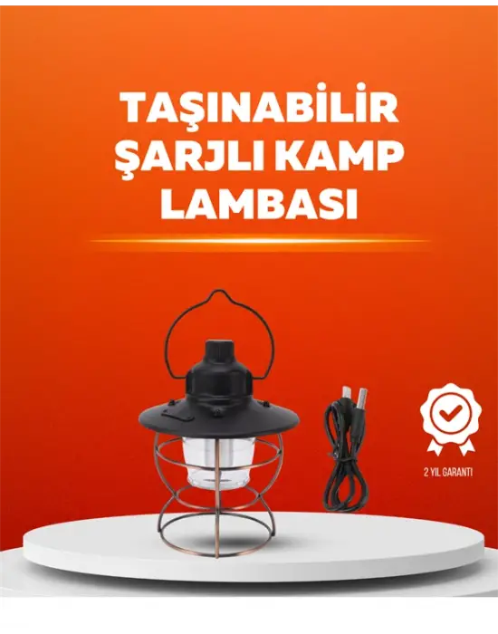 4 Fonksiyonlu Dekoratif Kamp Lambası – Tungsten Ampul, Usb Çıkışlı