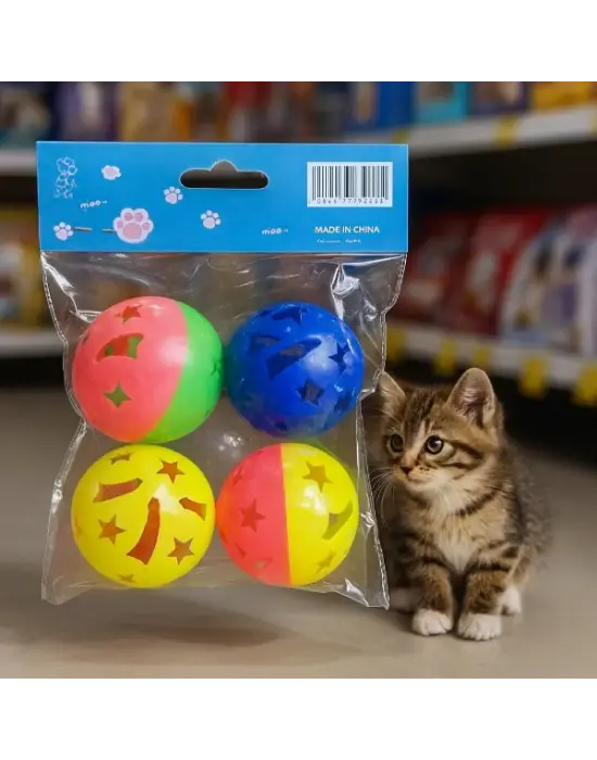 4lü Çıngıraklı Top Kedi Oyuncağı