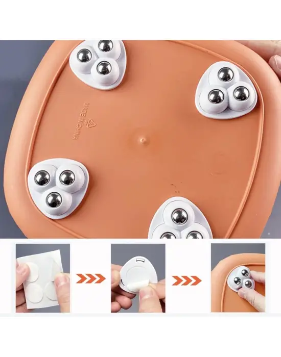 4 lü Set 360 Derece Dönebilen Yapışkanlı Bilyalı Tekerlek - Eşya Kaydırıcı Mobilya Tekeri