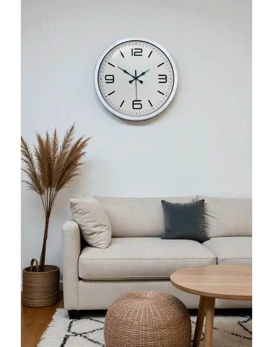 40 cm Beyaz Metal Modern Duvar Saati