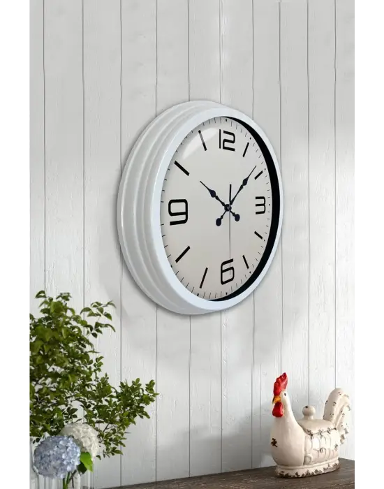 40 cm Beyaz Metal Modern Duvar Saati