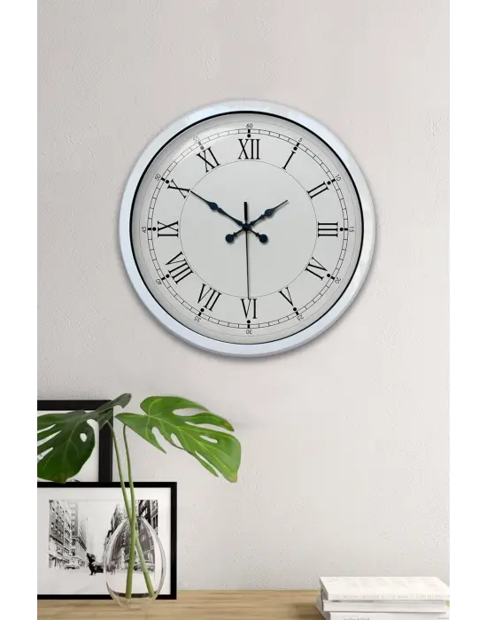 40 cm Beyaz Metal Retro Duvar Saati