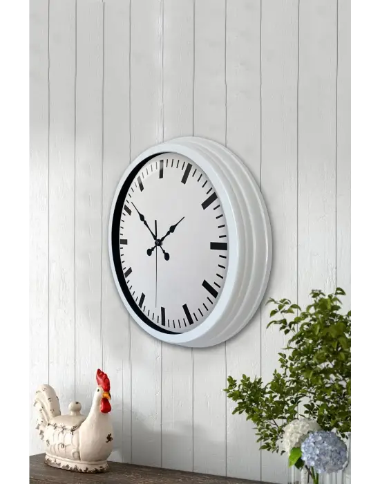 40 cm Beyaz Metal Sade Duvar Saati