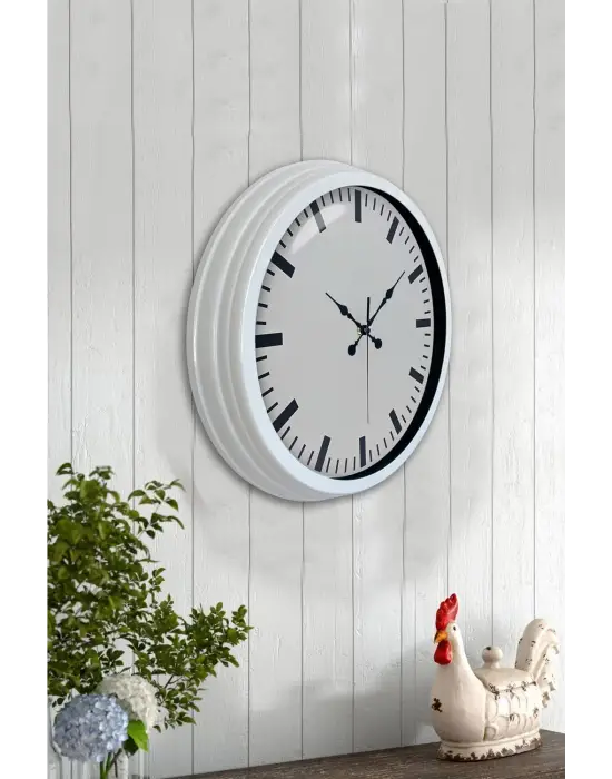 40 cm Beyaz Metal Sade Duvar Saati
