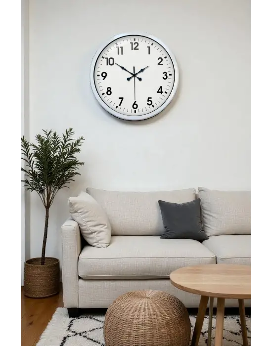 40 cm Beyaz Metal Standart Duvar Saati