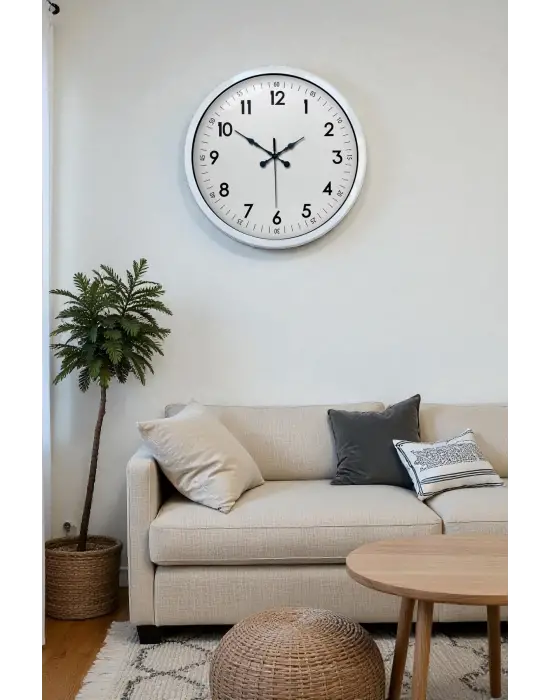 40 cm Beyaz Metal Standart Duvar Saati