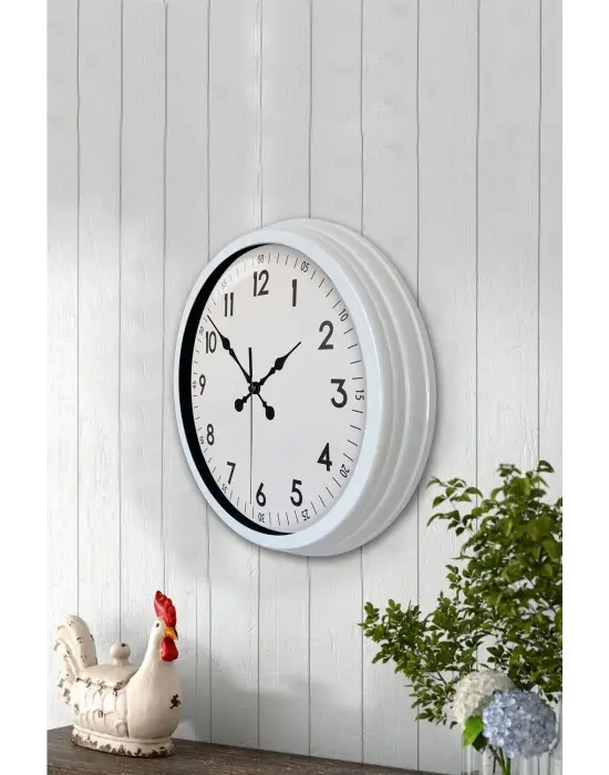 40 cm Beyaz Metal Standart Duvar Saati