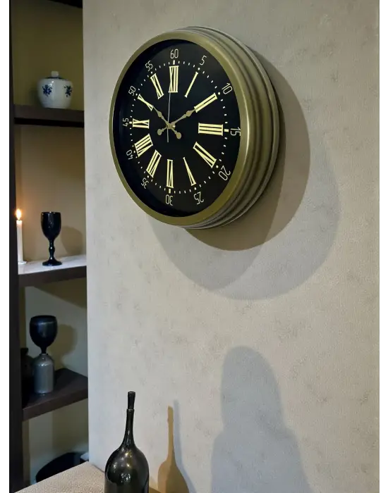 40 Cm Metal Antik Roma Eskitme Duvar Saati