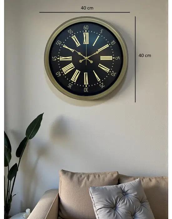 40 Cm Metal Antik Roma Eskitme Duvar Saati