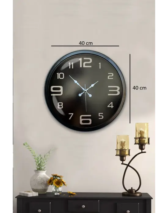40 cm Siyah Metal Modern Duvar Saati