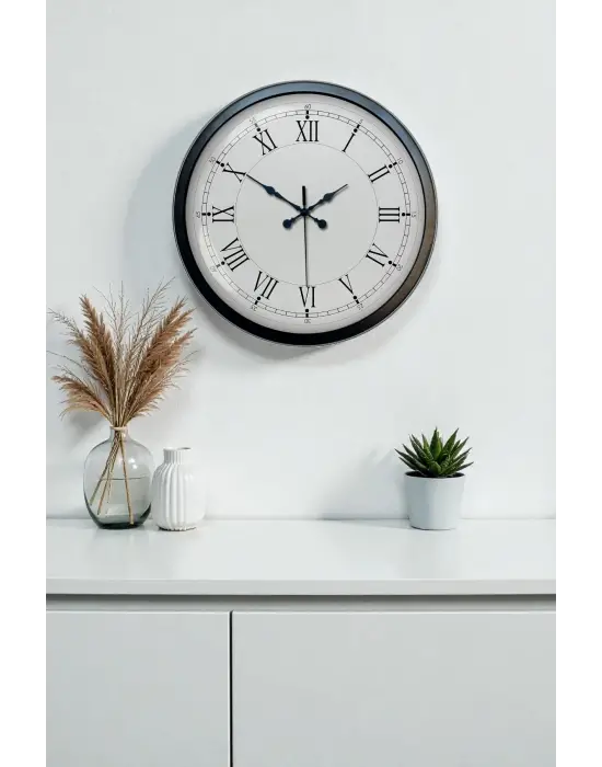 40 cm Siyah Metal Retro Duvar Saati