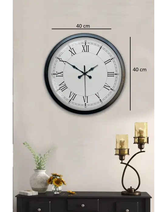 40 cm Siyah Metal Retro Duvar Saati