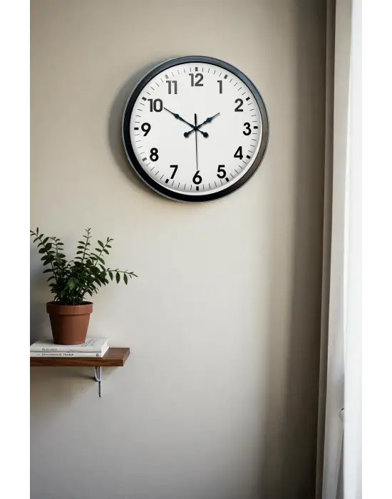 40 cm Siyah Metal Standart Duvar Saati