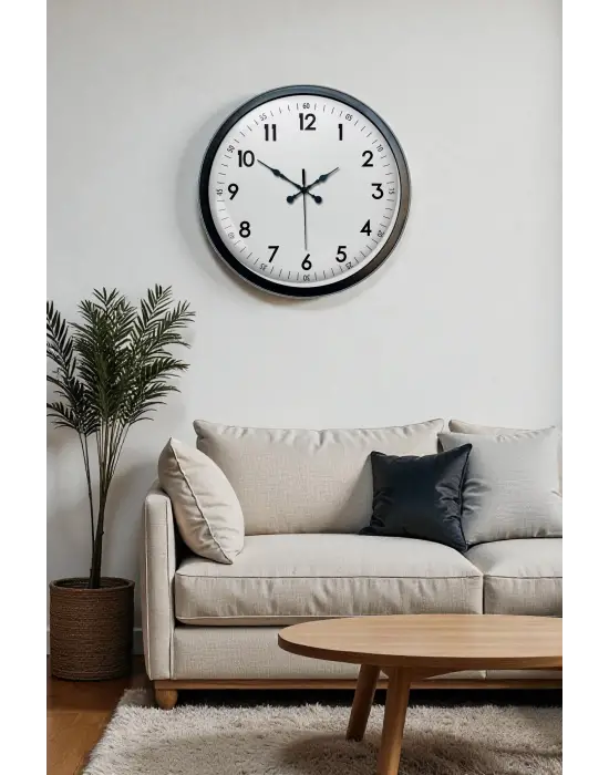 40 cm Siyah Metal Standart Duvar Saati