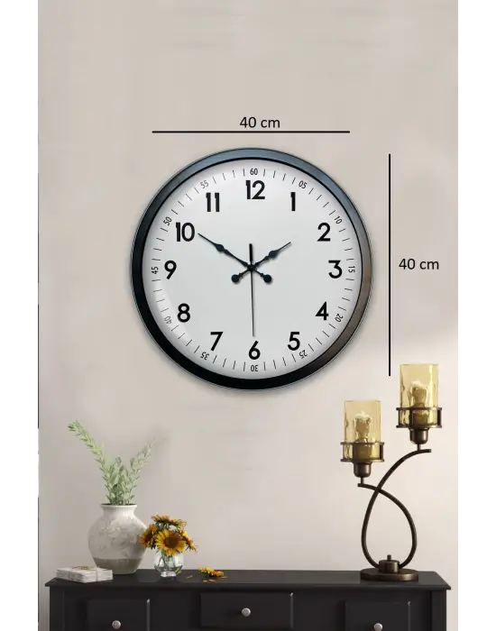 40 cm Siyah Metal Standart Duvar Saati