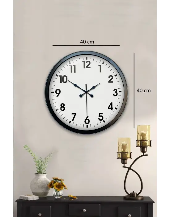 40 cm Siyah Metal Standart Duvar Saati