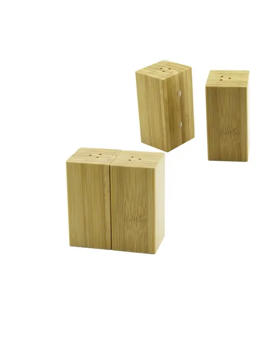 4.5x5cm--y:9cm   2pcs   Mıknatıslı İkiz   Ahşap Bambu  Baharatlık - Tuzluk