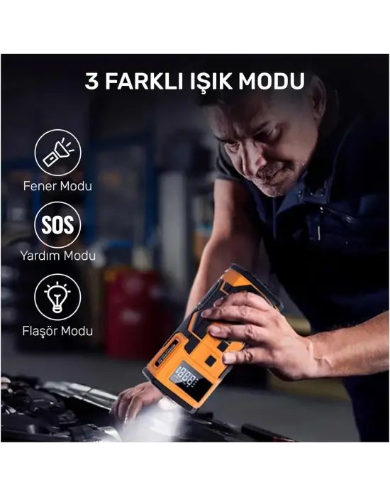 4in1 10.000mah Akü Takviyeli, Powerbanklı Reflektörlü