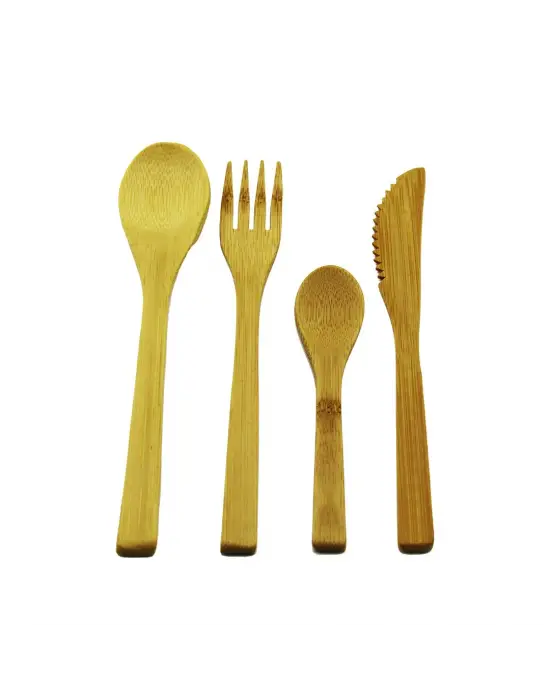 4pcs  Ahşap Bambu Mutfak Seti  2 Kaşık - Çatal - Bıçak