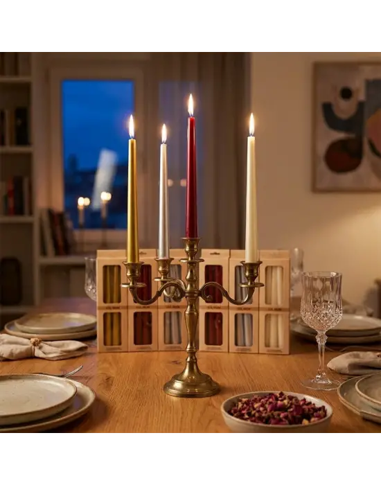 4pcs Candle Metalik Renkler Şamdan Mum 25cm