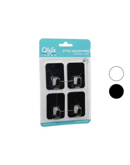 4pcs Cloud Askı No-2 Siyah - Beyaz Plastik Yapışkanlı Montaj