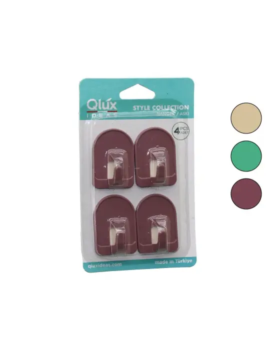 4pcs Dome Askı No-1 Rekli Plastik Yapışkanlı Montaj