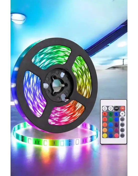 5 Metre Şerit Led Rgb Işıklı Kumandalı Güç Adaptörü Her Ortama Uygun