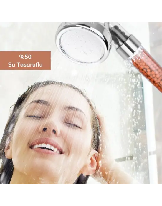 %50 Su Tasarruflu ve Arıtmalı Doğal Taşlı Banyo El Duş Başlığı