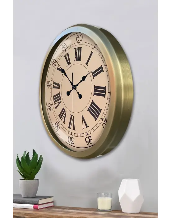 52 cm Eskitme Metal Roma Rakamlı Duvar Saati