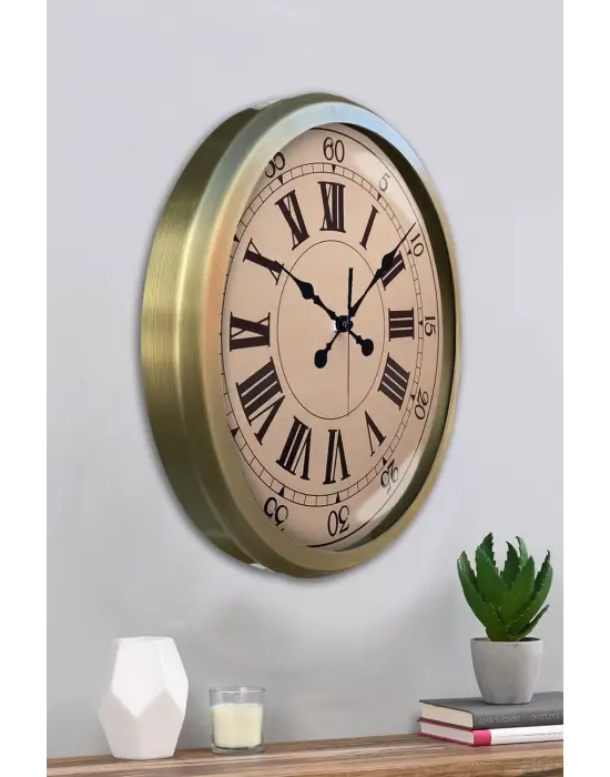 52 cm Eskitme Metal Roma Rakamlı Duvar Saati