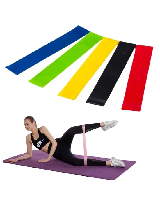 5li Egzersiz Direnç Bant Seti Pilates Crossfit Ekipmanları